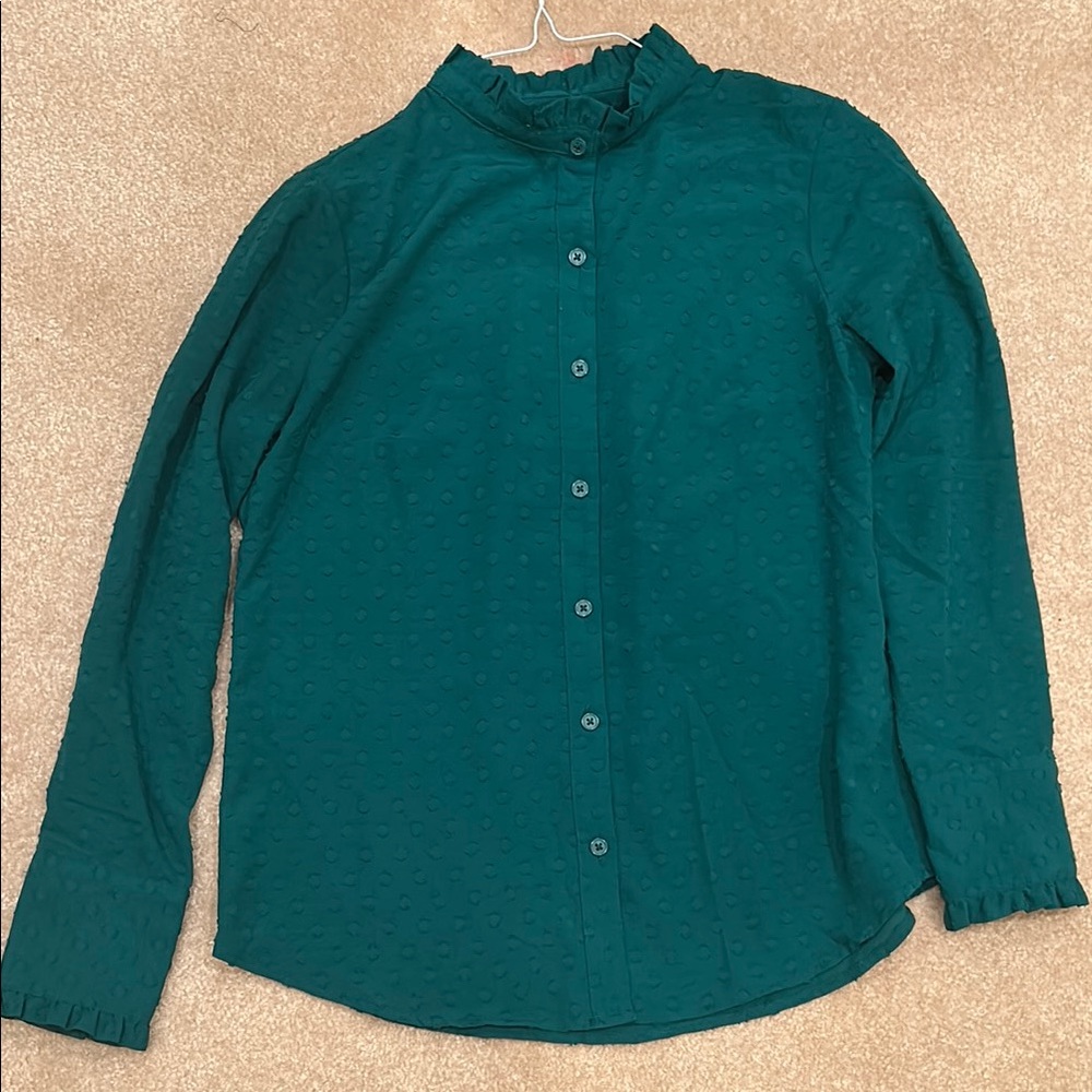 Banana Republic Ruffle Collar Polka Dot Blouse